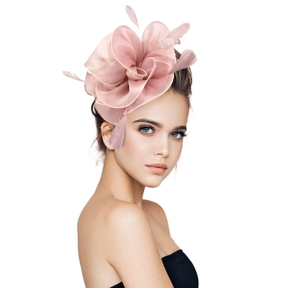 QUOTAY Women's Flower Fascinator Hat with Mesh for Tea Party Wedding and Elegant Headpiece 01_Pink,One Size