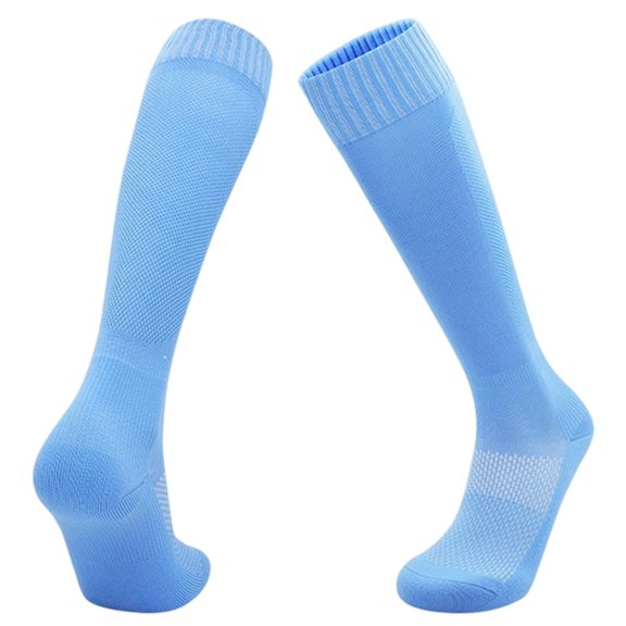 QUOTAY Youth Socks High Tube Long Compression Wicking Athletic Crew Socks for Boys and Girls Sports Team Training Light Blue,S