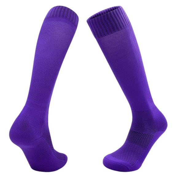 QUOTAY Youth Socks High Tube Long Compression Wicking Athletic Crew Socks for Boys and Girls Sports Team Training Purple,L