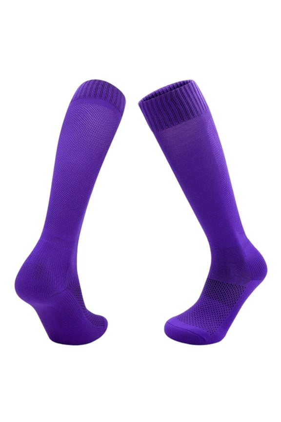 Youth Socks High Tube Long Compression Wicking Athletic Crew Socks for Boys and Girls Sports Team Training Purple,L