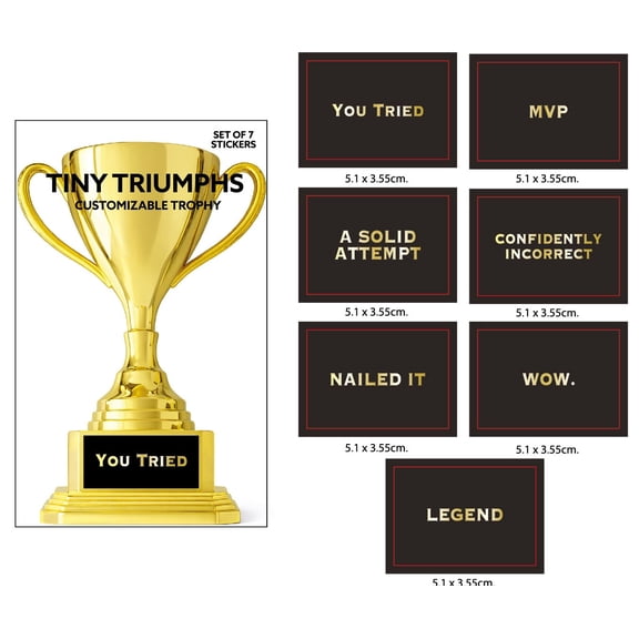 Customizable Trophy with Stickers, 3.39 x 6.97 in