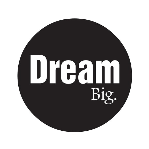 QUOTES - Black & White Dream Big Lettering Art Circle Background Bedroom Wall Decoration Removable Inspirational Quotes Sayings Vinyl Living Room Wall Decal Sticker 10" x 10"