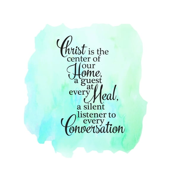 QUOTES - Easy To Apply Vinyl Inspirational Religious Quotes Wall Décor Sticker Lettering Art Green Watercolor Paint Background Design Adhesive Home Wall Decal 18" x 20"