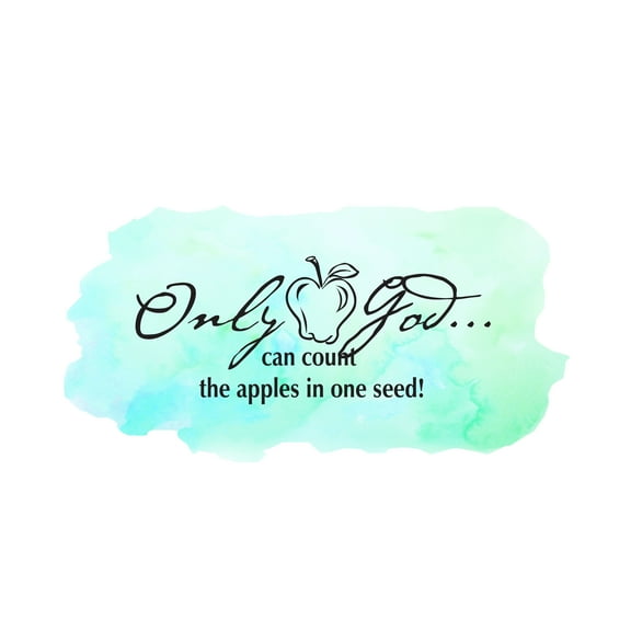 QUOTES - Only God Can Count The Apples In One Seed - Home Living Room Inspirational Quotes Lettering Art Apple Fruit Design Vinyl Wall Decal Sticker 10" x 5"