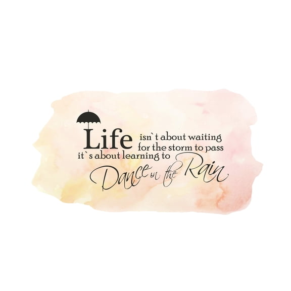 QUOTES - Home Bedroom Lettering Art Inspirational Life Quotes Decoration Sticker Dance In The Rain Umbrella Design Vinyl Living Room Wall Decal 10" x 5"