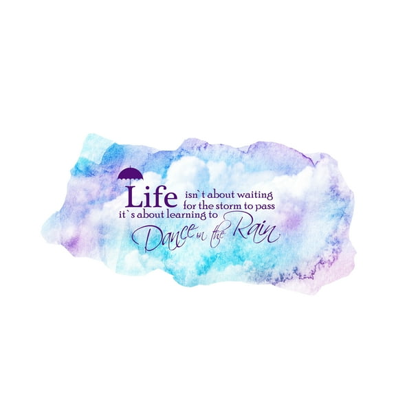 QUOTES - Life Isn't About Waiting For The Storm To Pass It's About Learning To Dance In The Rain - Home Lettering Art Inspirational Quotes Vinyl Wall Decal Sticker 20" x 10"
