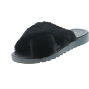 QUPID Conner-01 Womens Criss Cross Strap Slip On Slipper Platform Sandals