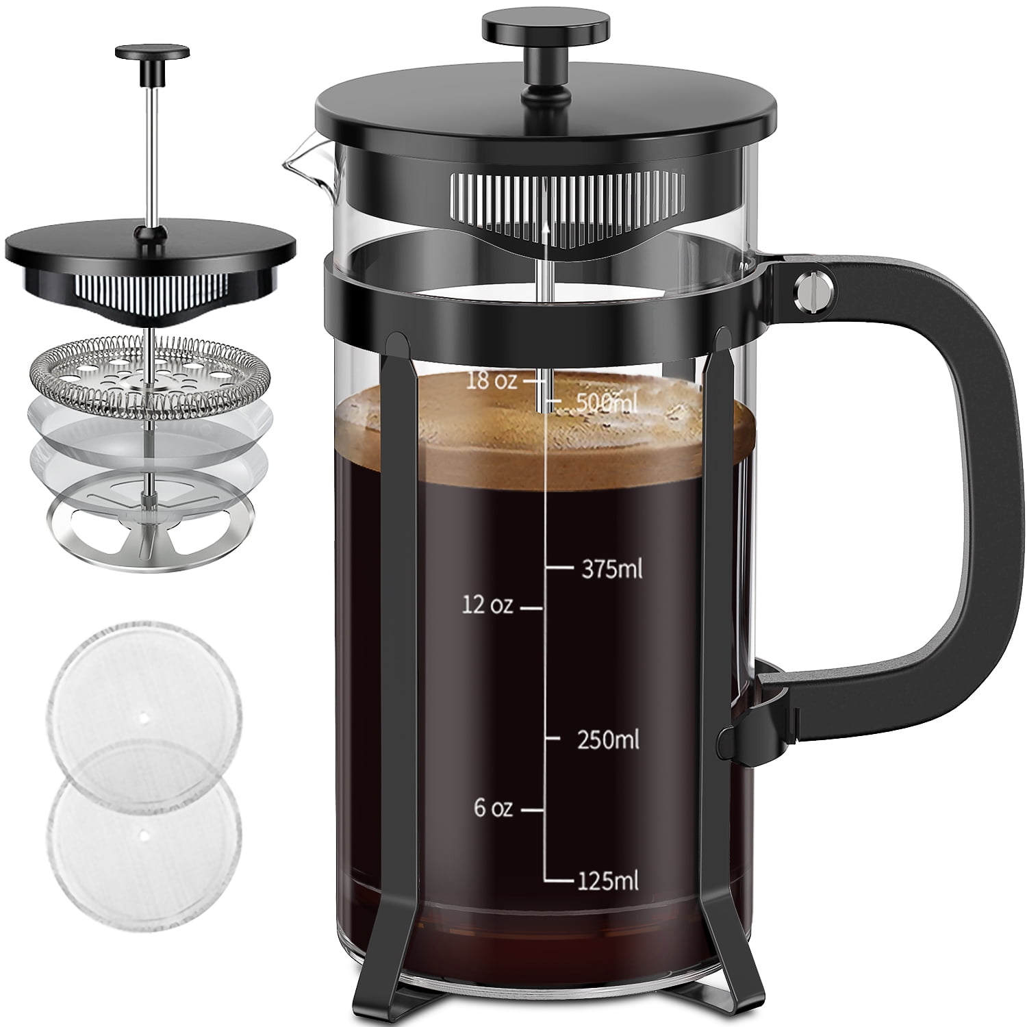 FAVIA French Press Coffee Maker Large 34 Ounce Stainless Steel with  Borosilicate Glass Heat Resistant 4 Level Filtration System for Brew Coffee  & Tea
