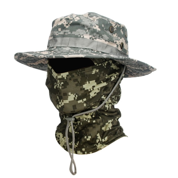 QURATI Breathable Sun Hat with Removable Face Cover And Neck Flap Wide Brim Bucket Hat for Fishing Hiking Men Women