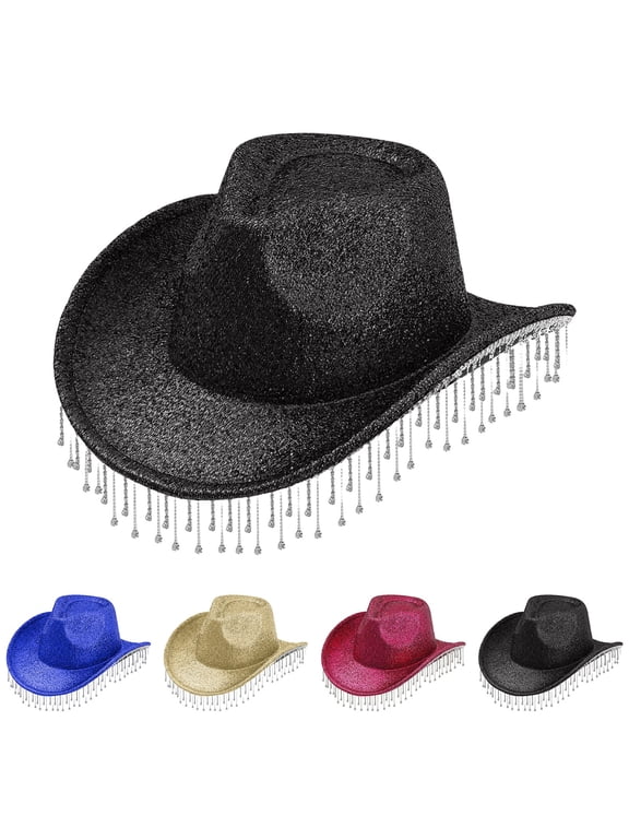 Cowboy Hat Rhinestone Womens 2026 Cowgirl Hats Glitter Western Cowgirl Hat Model Show Photography Hat Novelty Funny Party Cowgirl Hat Red One Size