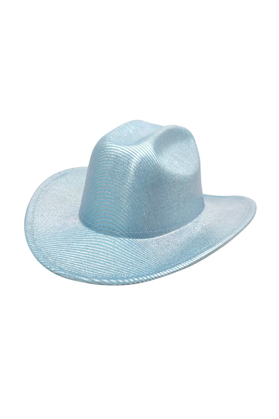 Cowboy Hat for Women And Men Cowboy Style Hard Hat Wide Brim Glitter Cowboy Cowgirl Hat Summer Sun Hats Breathable Beach Travel Hats Western Party Dress up Accessories Blue M