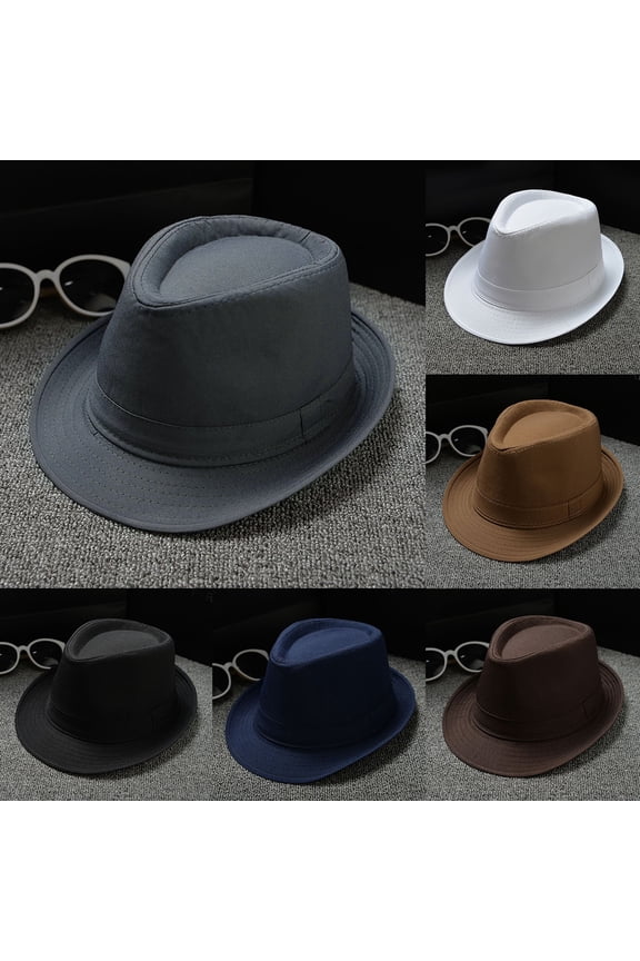 Cuban Fedora Sun Hats Men with Adjustable Strap Short Brim Summer Beach Hat Trilby Panama Sun Hats Navy One Size