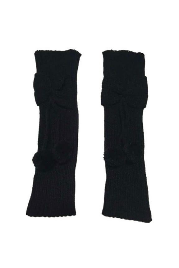 Leg Warmers, Fashion Kids Children Baby Girls Cute Bowknot Pompom Knit Leg Middle Knee Boot Socks Cuffs Toppers Womens Socks Black