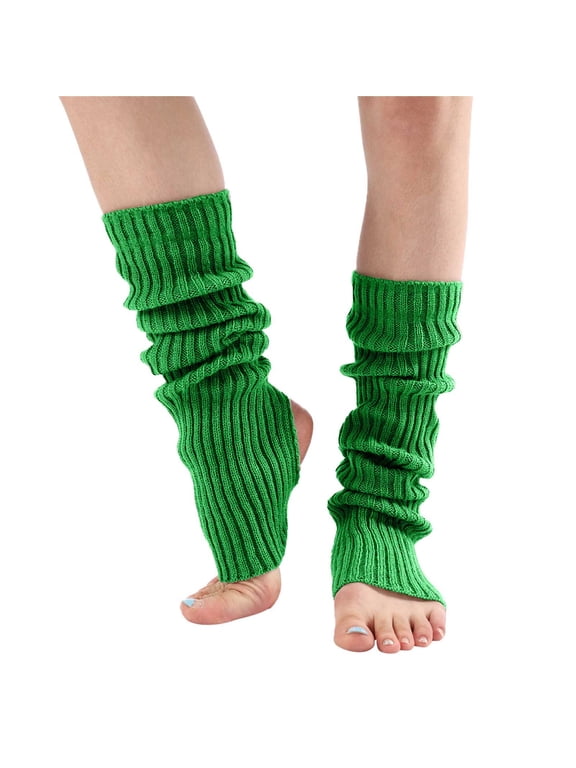 Long Leg Warmer Workout Socks Toeless Training Dance Leg Warmers Fashion Long Socks for Sports Party Yoga Winter Accessories with Foot-Loop Design