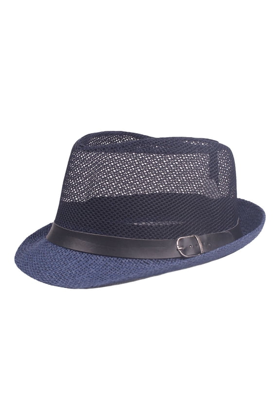 Mens Hats Mesh Short Brim Fedora Hats Summer Beach Hats for Men Navy