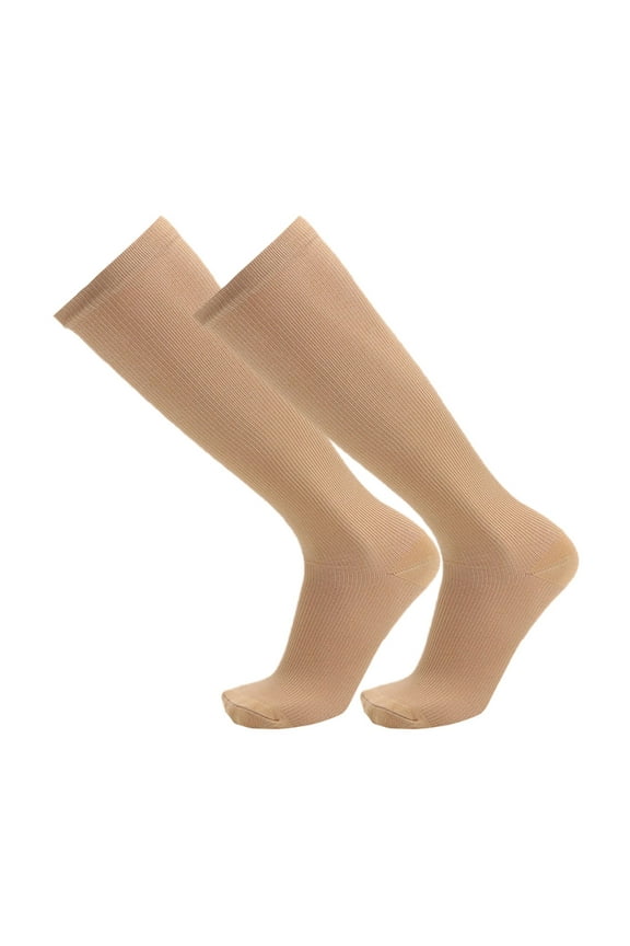 Mens Socks, Compression Socks for Men & Women Graduated Knee High Compression Stockings Calf Leg & Foot Socks for Athletic Running Cycling Beige L