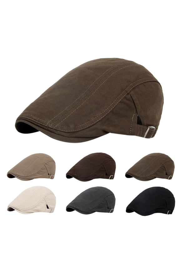 Newsboy Men's Hat Newsboy Cap Flat Cap Soft Stretch Fit Men Cap Cabbie Hunting Cap for Men Outdoor Daily Use Adjustable Driving Breat Hats Beige One Size