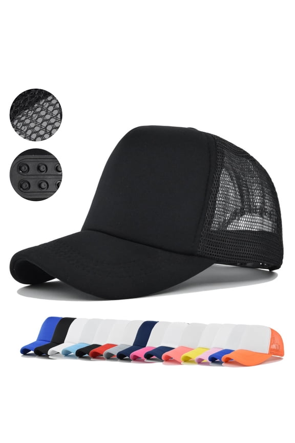 Snapback Trucker Baseball Hats Mesh Back Adjustable Blank Ball Caps for Men Women Solid Colors Lightweight with Adjustable Strap Small Braid Watermelon Red One Size