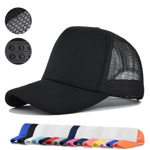 QURATI Snapback Trucker Baseball Hats Mesh Back Adjustable Blank Ball Caps for Men Women Solid Colors Lightweight with Adjustable Strap Small Braid Yellow One Size