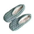 thumbnail image 1 of QURATI Soft Touch Warm Cozy Fuzzy Non-Slip Lined Slip-On Slippers Socks for Adult Women, Indoor Travel House Slippers | Soft Sole, Chunky Cable Texture, 1 of 3
