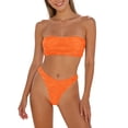 thumbnail image 1 of QURATI Swimwear Ruched Two Piece Bikini: High Waisted Thong Style Vacation Swimwear Set Orange M, 1 of 6