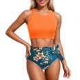 thumbnail image 1 of QURATI Swimwear Women High Waisted Bikini Set Racerback Swimsuit Two Piece Bathing Suit High Neck Swimwear Orange XXL, 1 of 7