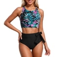 thumbnail image 1 of QURATI Swimwear Women High Waisted Bikini Set Racerback Swimsuit Two Piece Bathing Suit High Neck Swimwear Sky Blue XXL, 1 of 6