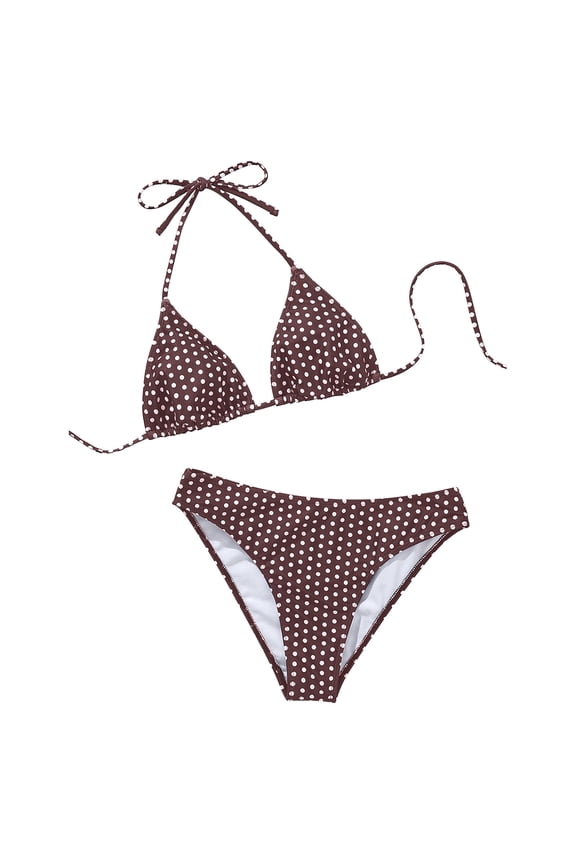 Swimwear Womens Bikini Sets Bikinis High Cut Swimsuits 2 Piece Bathing Suits Sexy Swimwear Coffee XS