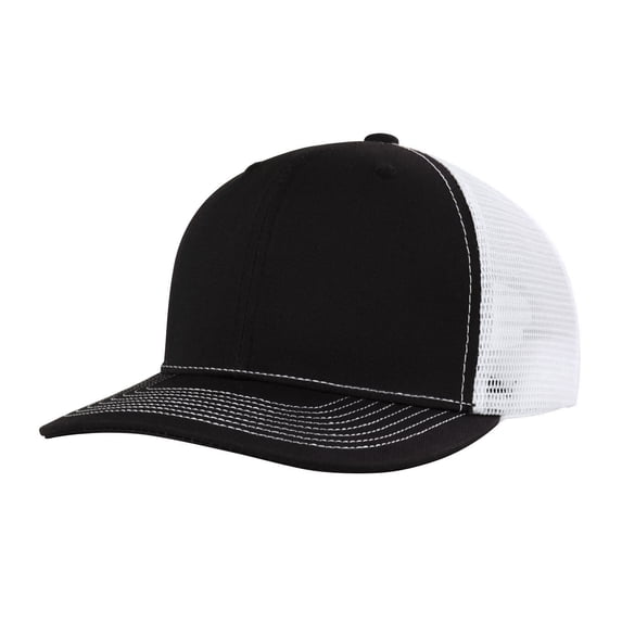 QURATI Trucker Hat - 6 Panel Low Profile Contrast Vertical Mesh Back Cap - Unisex Adjustable Baseball Cap - Outdoor Hats for Men Women