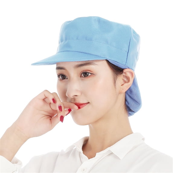 QURATI Waiter Hats for Women, Chef Hats-Kitchen Baker Cooking Hair Nets Food Service Caps for Adults Mens Hats Sky Blue