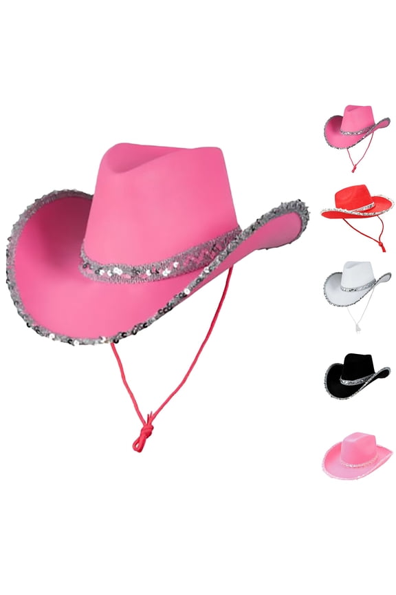 Glitter Silver Black Cowboy Hats for Women Western Sparkly Rhinestone Cowgirl Hat for Ladies Outdoor Wide Brim Retro Felt Fedora Hats Rolled up Caps Black One Size