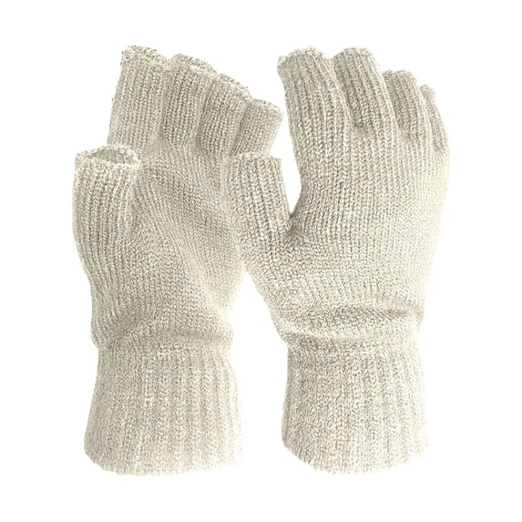 QURATI Winter Half Finger Gloves Knitted Fingerless Mittens Warm Stretchy Gloves Working Running Biking Driving for Men Women