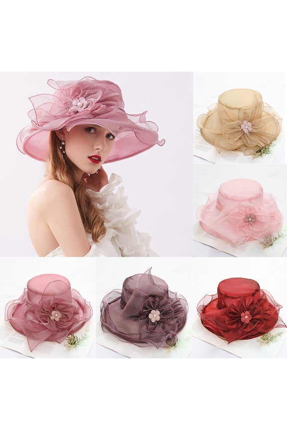 Women Derby Fascinator Hat Flat Top Sun Visor Hats for Women Women’S Wide Brim Church Bridal Tea Party Wedding Hat Bucket Hat Cocktail Party Derby Cap Pink One Size