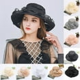 thumbnail image 1 of QURATI Women Derby Fascinator Hat Lady Derby Dress Church Cloche Hat Floral Bucket Wedding Bowler Hats Womens Kentucky Wide Brim Royal Fedora Hats Navy One Size, 1 of 4