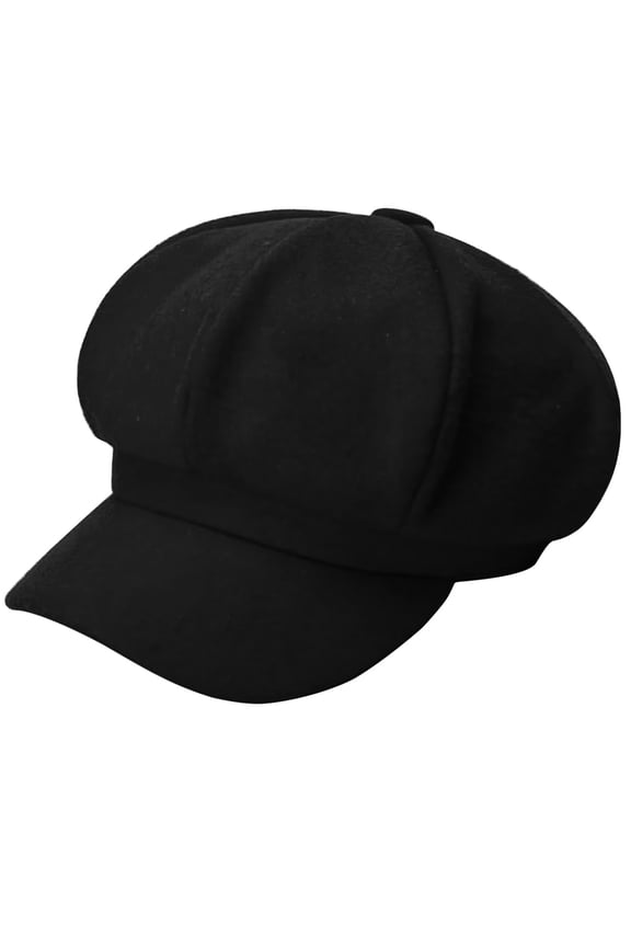 Women Hats, Newsboy Cap with Wool Visor, Cabbie Fiddler Winter Beret Hats for Women Black M