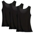 thumbnail image 1 of QURATI Women's 3-Pack Summer Camisoles - Seamless Ice Silk Sleeveless Undershirts, Breathable Layering Tops, Black, XL, 1 of 3