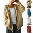 thumbnail image 1 of QURATI Women's Cotton Linen Lightweight Hooded Loose Button Down Cover Ups Cardigan - Cardigan Jacket Long Sleeve Lightweight Loose Cover Up With Pocket,White,M, 1 of 8