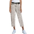 thumbnail image 1 of QURATI Women's Summer Lightweight High Waisted Loose Straight Cut Retro Harem Jeans Womens Bottoms Beige L, 1 of 4