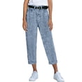 thumbnail image 1 of QURATI Women's Summer Lightweight High Waisted Loose Straight Cut Retro Harem Jeans Womens Bottoms Light Blue XL, 1 of 4