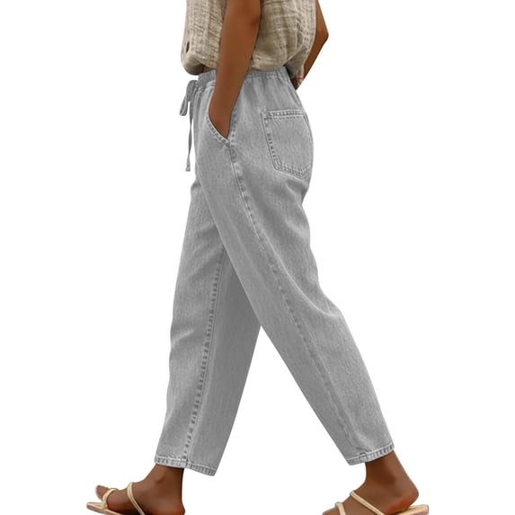 QURATI Women's Wide Leg Jeans High Waisted Stretchy Straight Leg Baggy Denim Pants Womens Bottoms Light Ashy L