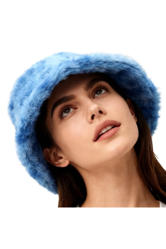 Womens Hats, Tie Dyed Plush Bucket Hat, Thickened Warm Fisherman Bucket Hats for Women Blue