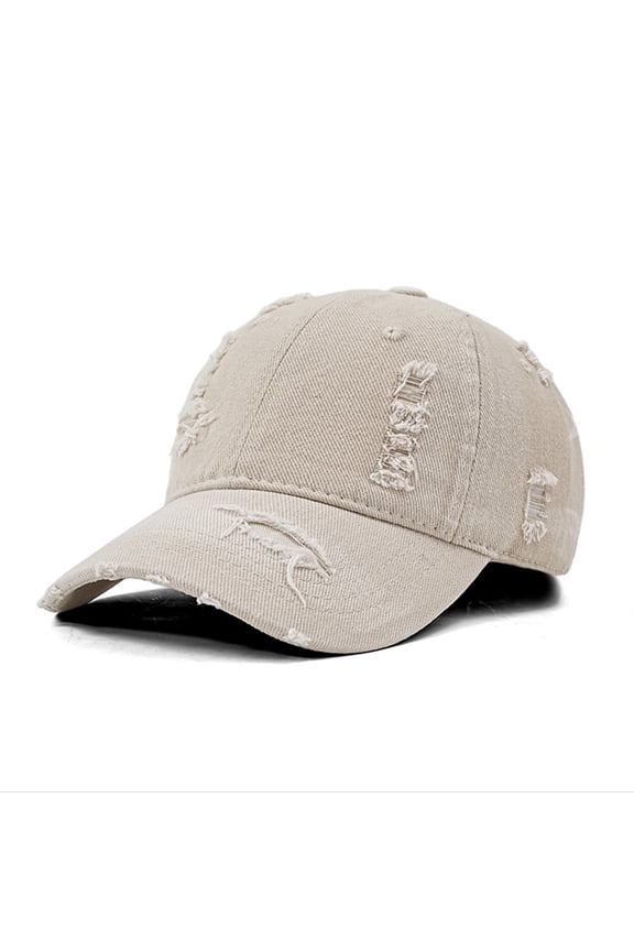 Womens Hats Washable Gradient Hole Baseball Cap, American Style Soft Top Cap Hats for Men Beige
