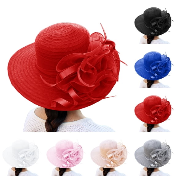 QURATI Womens Satin Ribbon Church Wedding Sun Wedding Occasion Hat Lady Derby Dress Church Bowler Cloche Hat for Tea Party Spring Black One Size