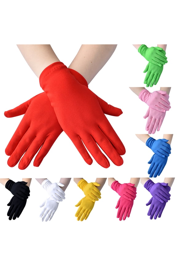 Womens Short Satin Opera Gloves Formal Dancing Gloves for Wedding Bridal Banquet 1920S Flapper Accessories Purple One Size