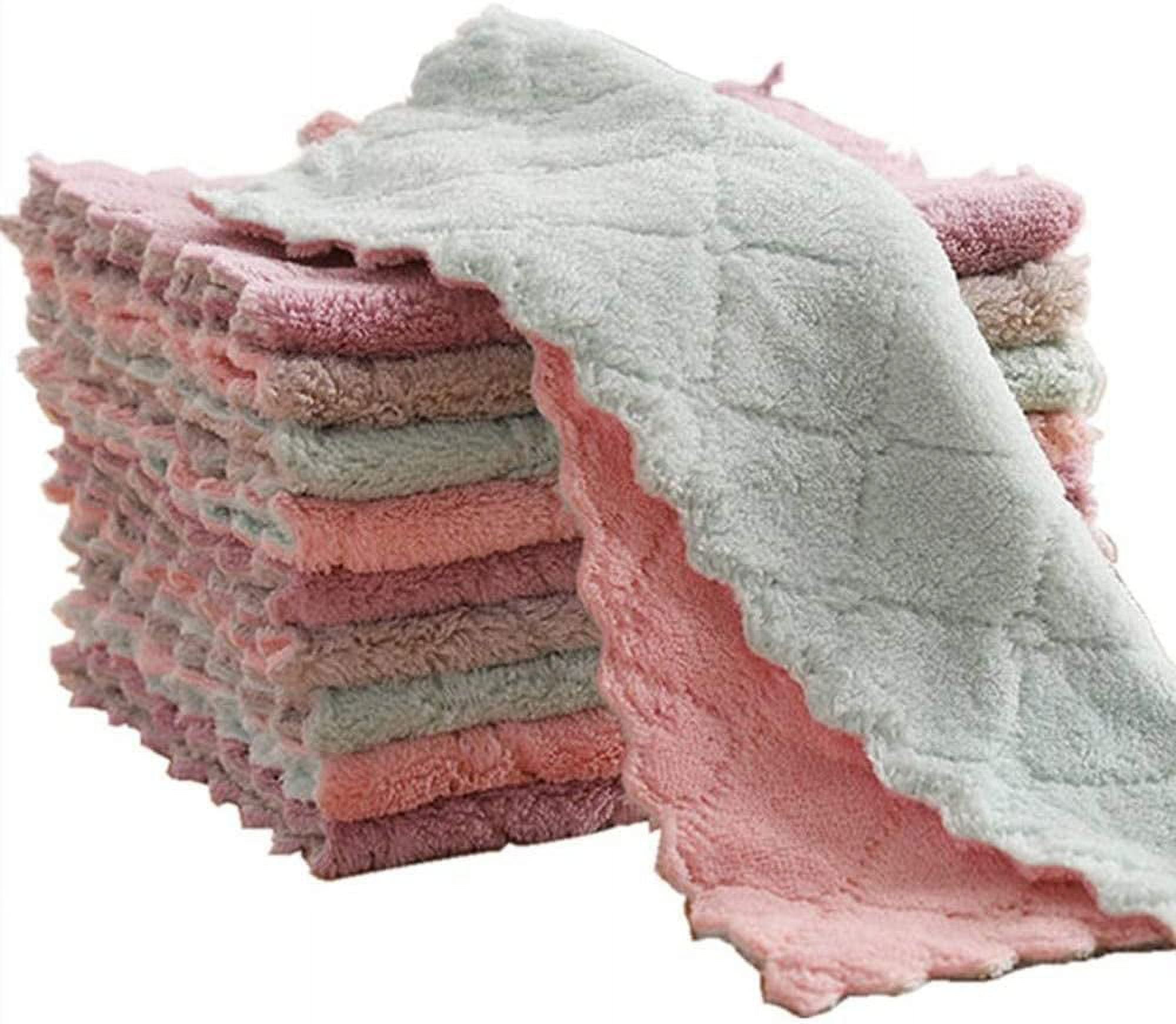 kimteny Cleaning Cloths Kitchen Towels Microfiber Washcloths Lint Free Dish  Cloth Reusable Dishtowels Household Super Absorbent Fast Drying, 10x10,  Pack of 5 (Pink-Green) - Yahoo Shopping