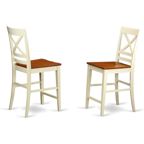 QUS-WHI-W Quincy Counter-Height Barstool - Pub Height Dining Chairs, Set of 2, Buttermilk & Cherry