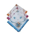 thumbnail image 1 of QUSENLON 3pieces Women Wavy Edge Cotton Handkerchiefs Flower Embroidered with Lace Hankies Ladies Handkerchief for Afternoon Tea, 1 of 19