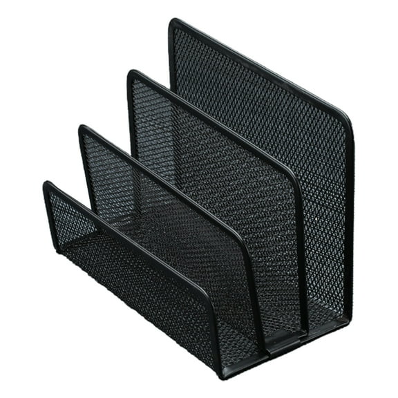 QUSENLON Black Metal File Holder 3 Sections File Organizer for Desk Organizer Translucen File Sorter File Folder Holder Mail Organizer Letter Holder for Envelopes Mail Electronics