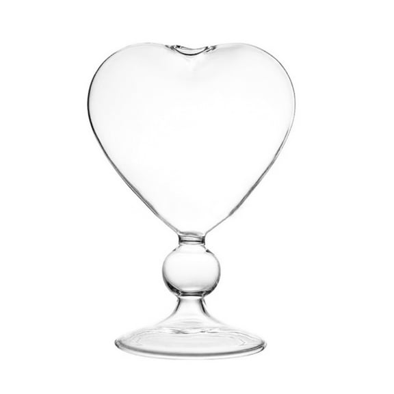 QUSENLON Heart Shape Glass Flower Pot Desktop Standing Vase Planter Container Home Decor
