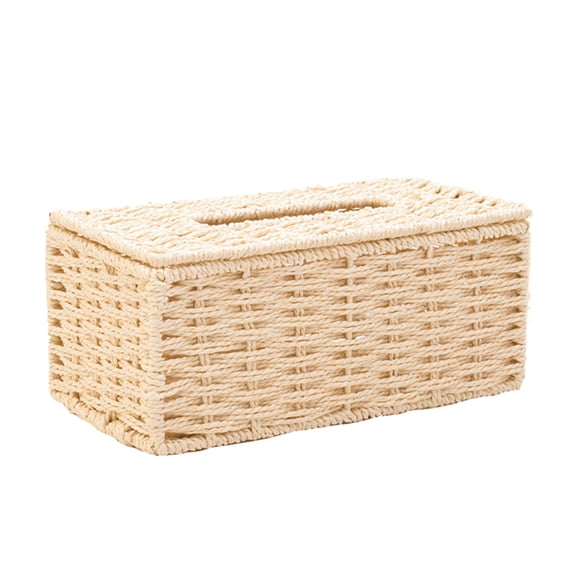 QUSENLON Rattan Tissue Box Cover Rectangular Napkin for Case Woven Napkin Paper Container Home Car Napkins Holder Organizer Ofiice Home Decoration